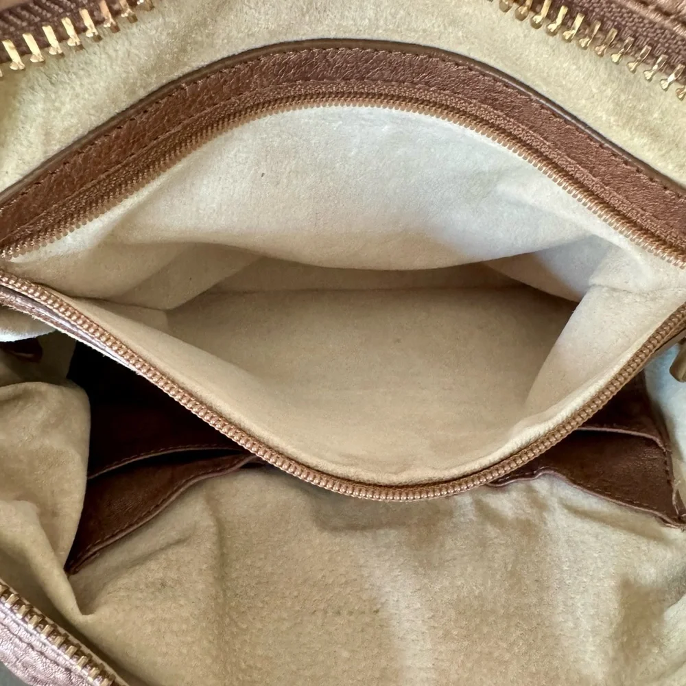 Botkier Bianca Metallic Bronze Leather Satchel Handbag, Antiqued Gold Hardware - Picture 13 of 16